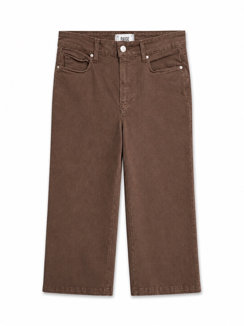 PAIGE Anessa Cropped Wide-Leg Jeans Chocolate Brown 27 - Picture 3 of 6